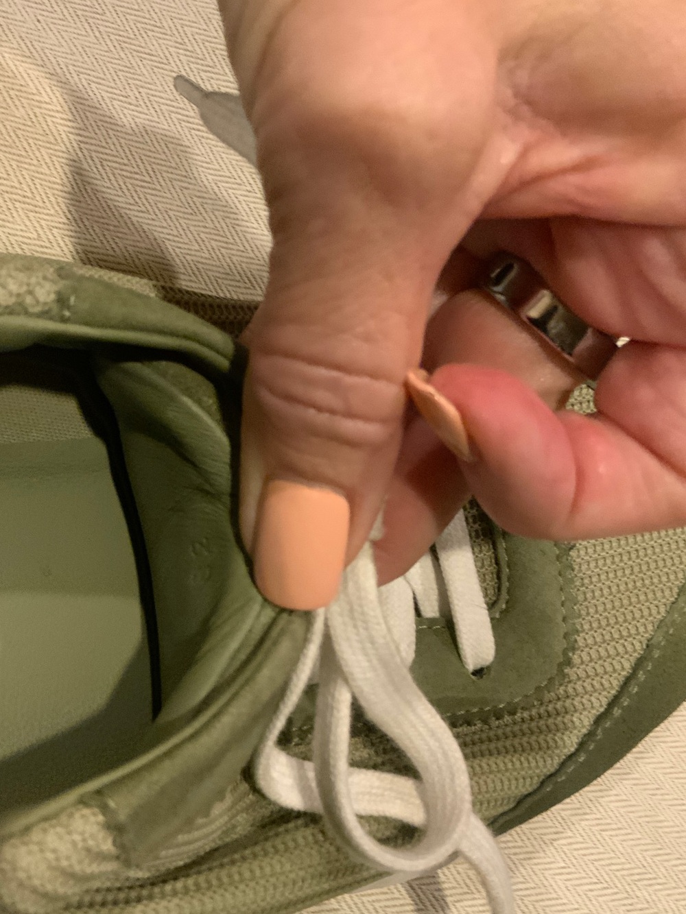 Hermes Olive Green and White Low-Top Sneakers - Picture 4 of 5